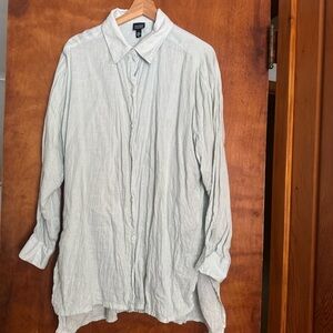 Eileen Fisher Gray Blue Linen Shirt Medium